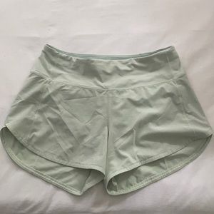 Mint Green Lululemon Mid-Rise Run Speed Up Shorts 4” Inseam